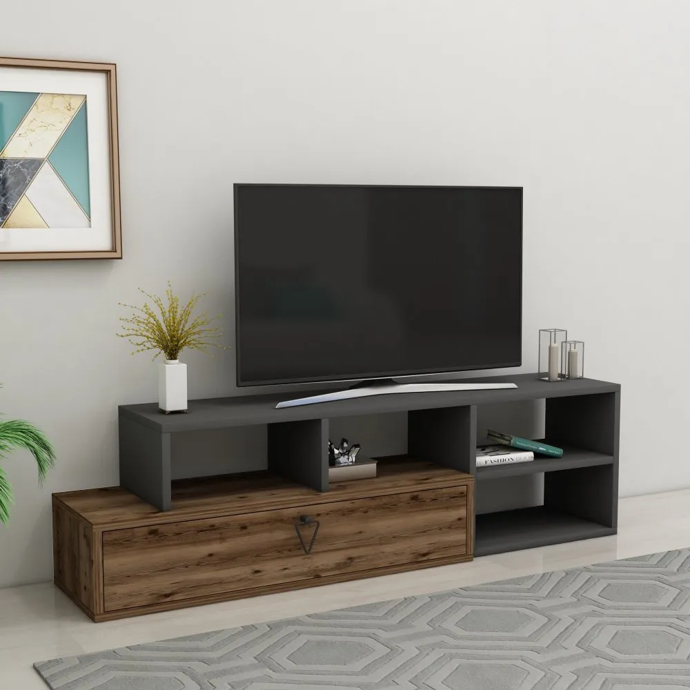 TV polica Duru Light Walnut Anthracite
