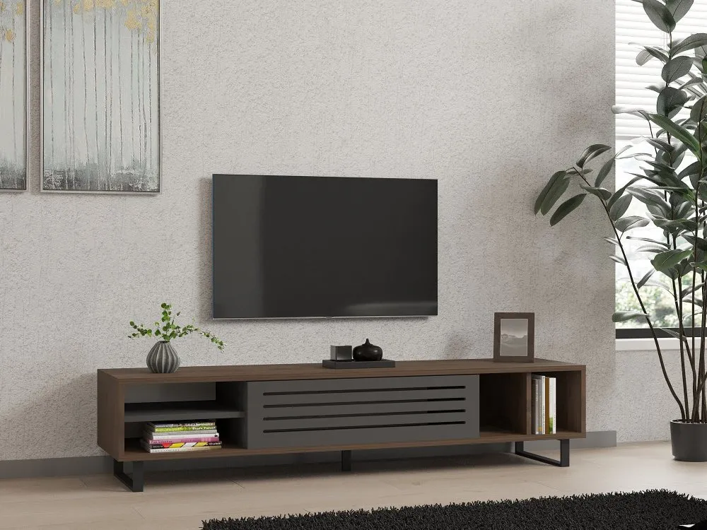 TV polica Eray Walnut Anthracite