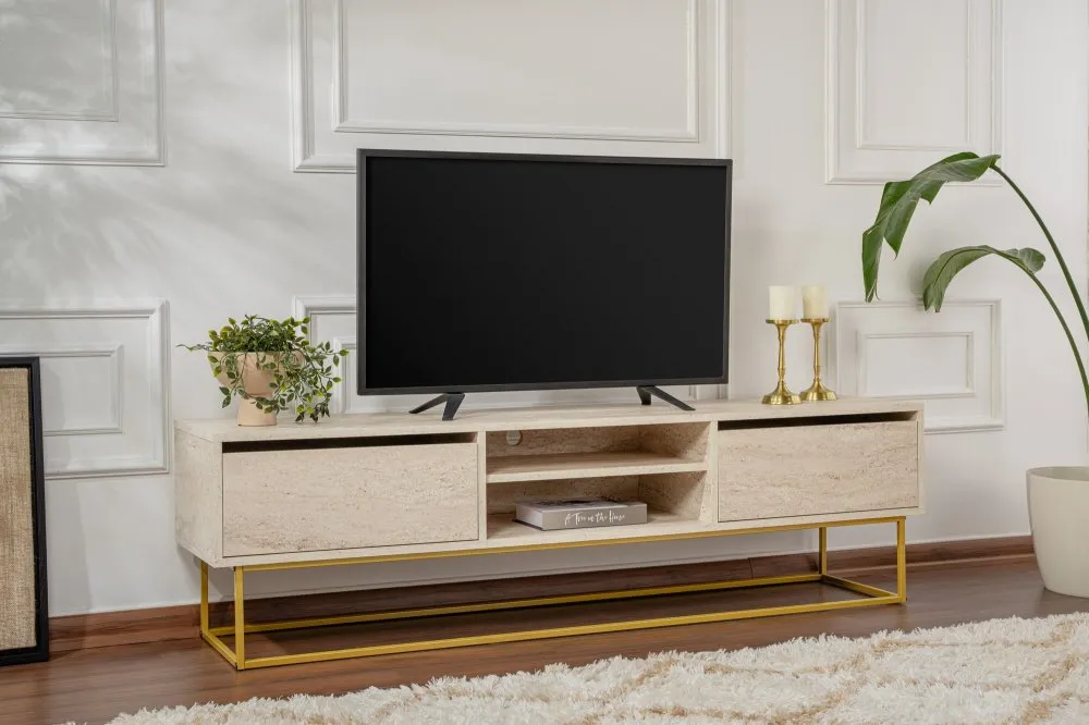 TV polica Escape 180 Gold Travertine