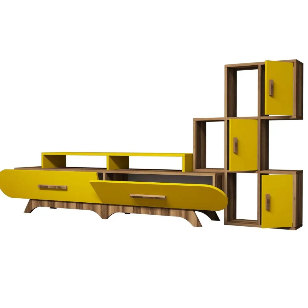 TV polica Flora S Walnut Yellow