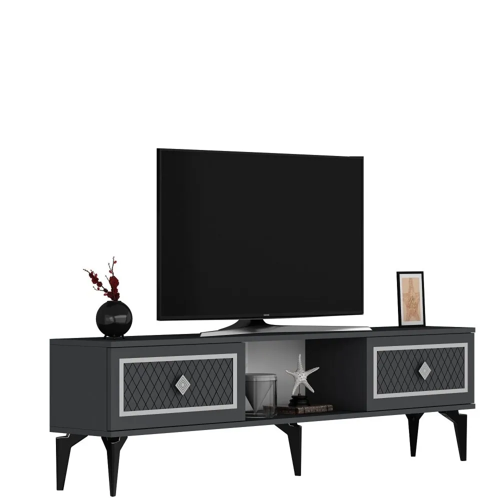 TV polica Herry Anthracite Silver