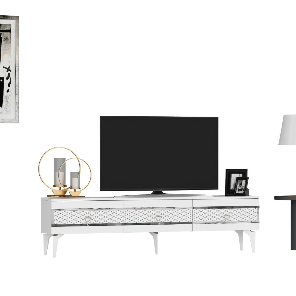 TV polica Ipek White Silver