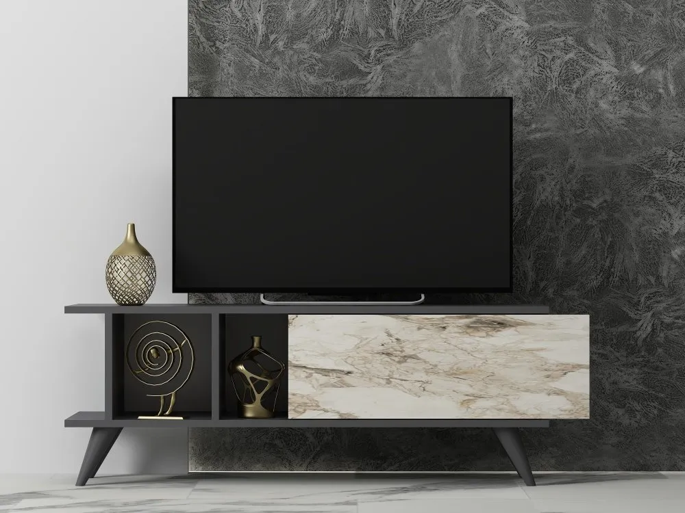 TV polica Liberty Anthracite Marble