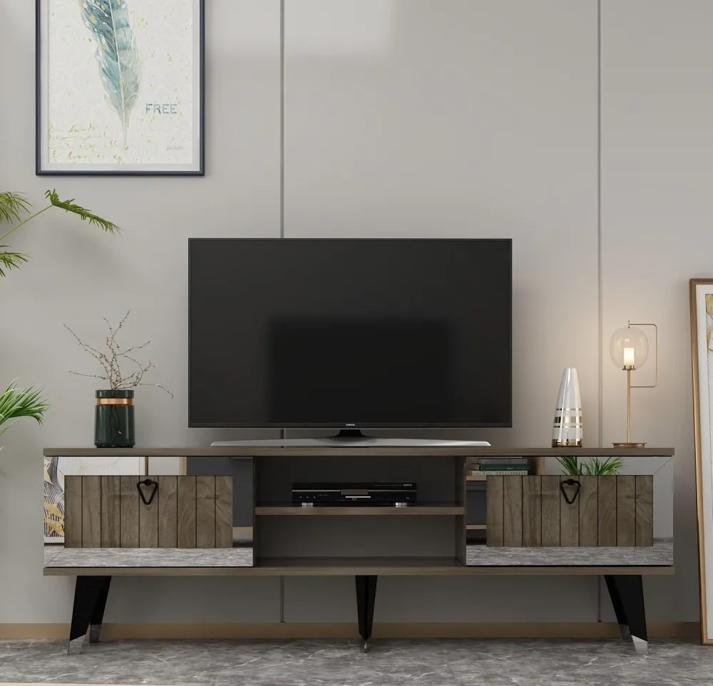 TV polica Lidya Walnut Silver