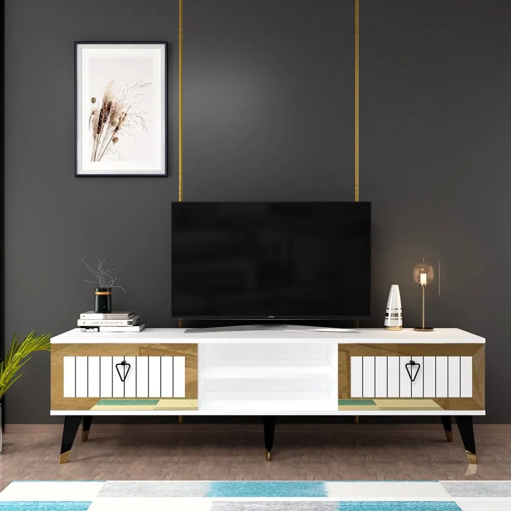 TV polica Lidya White Gold