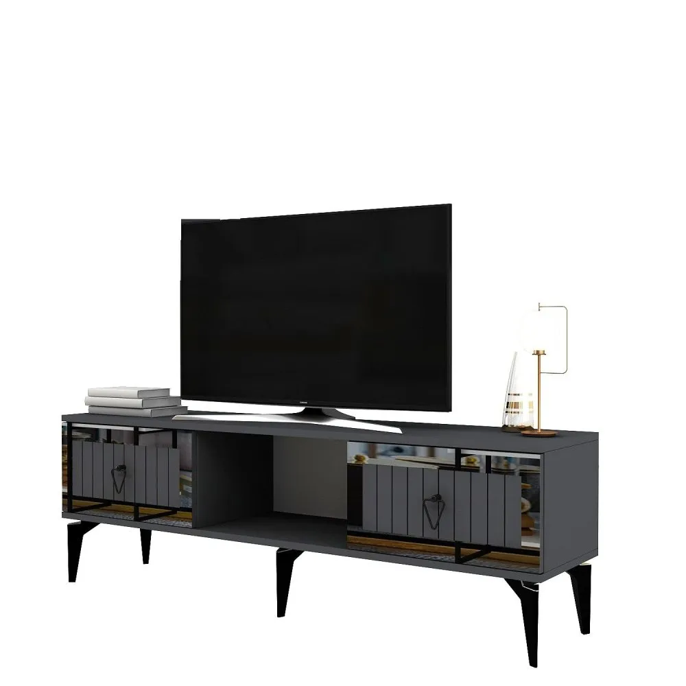 TV polica Linda Anthracite Silver