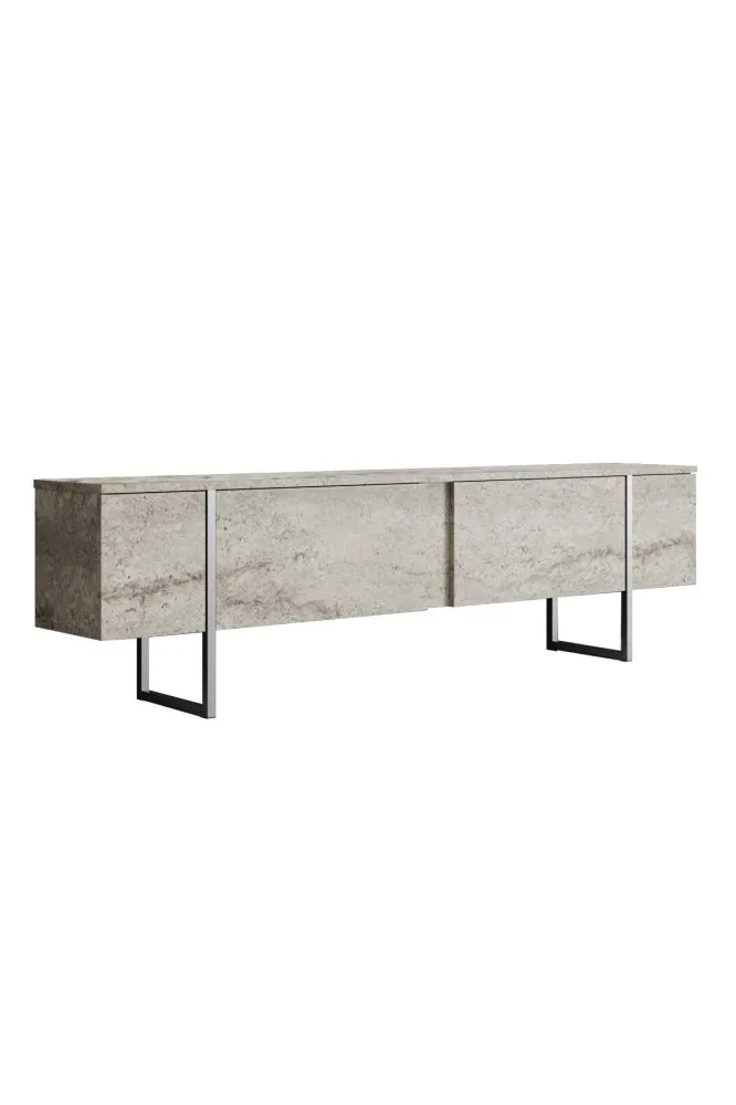 TV polica Luxe Travertine Silver