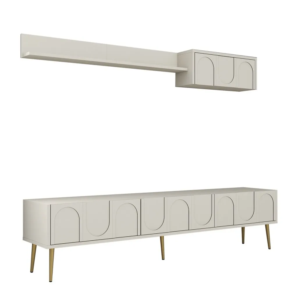 TV polica Lyon 2 Cream Gold