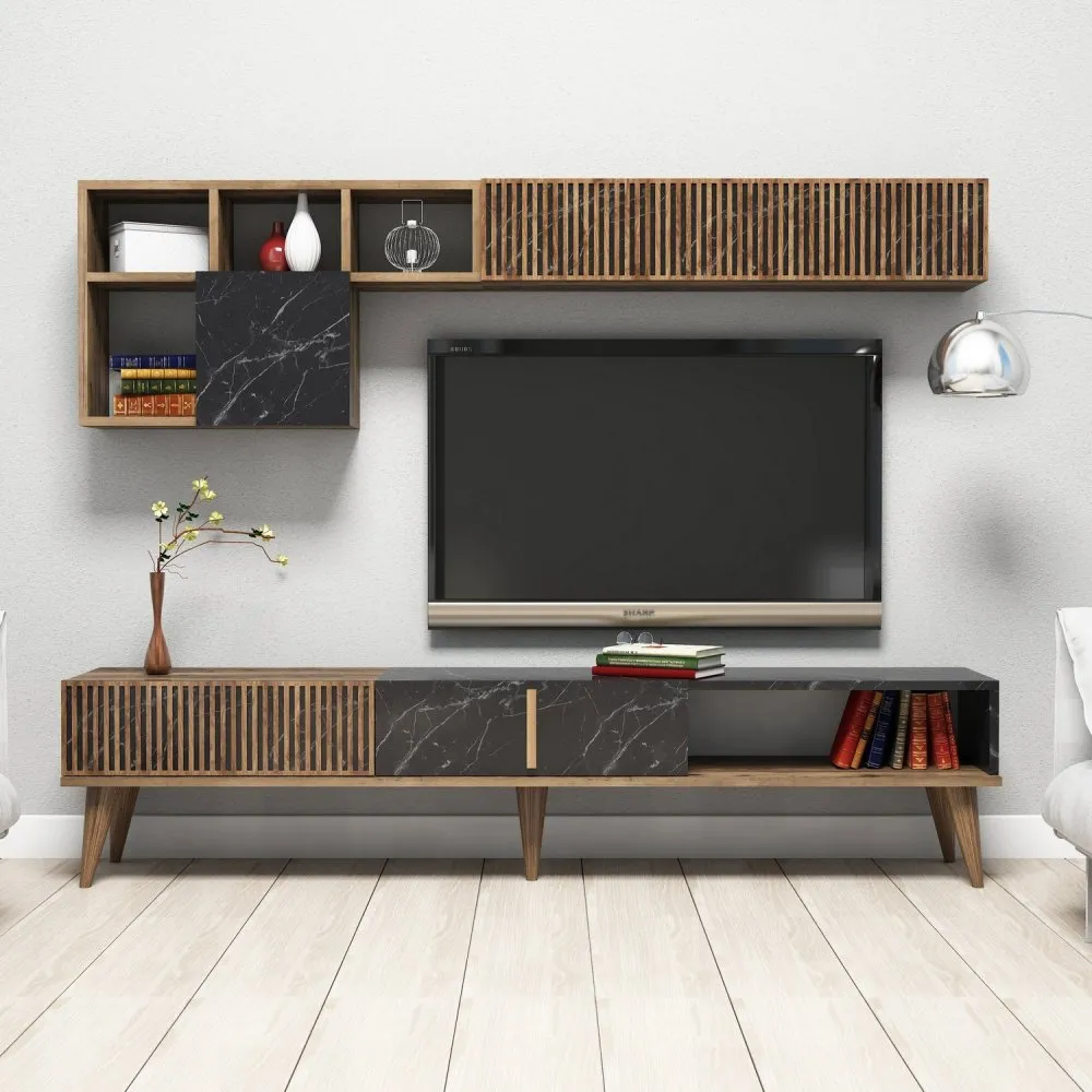 TV polica Milan Walnut Black