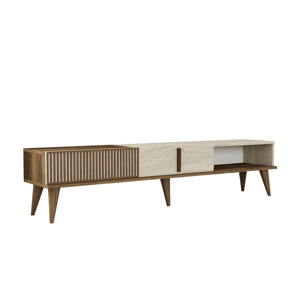 TV polica Milan Walnut Travertine 1