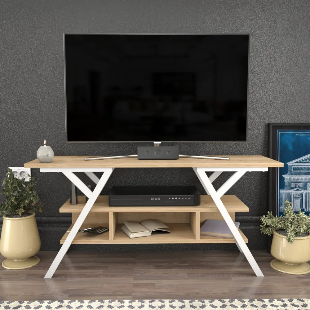 TV polica Minerva White Oak