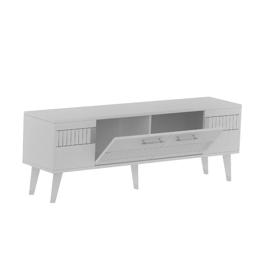 TV polica Moda White Silver