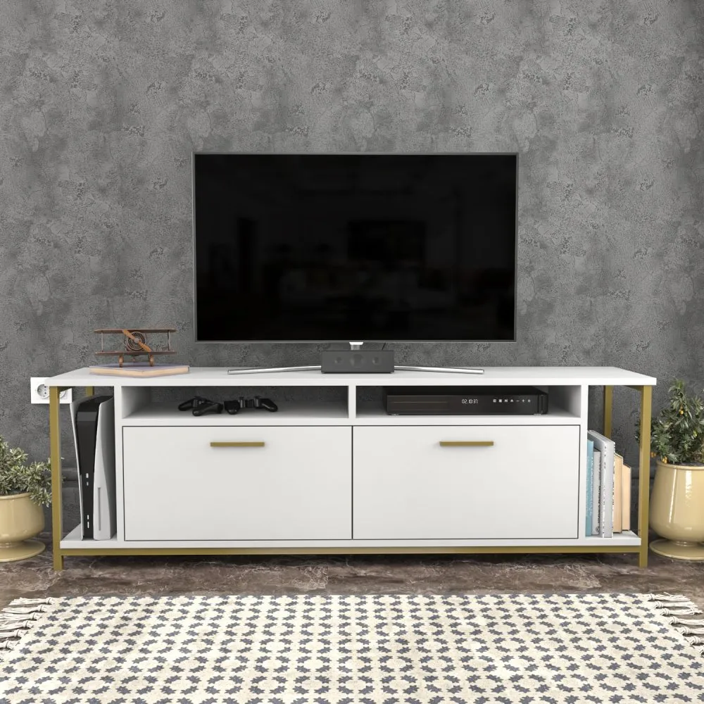 TV polica Omar White Gold