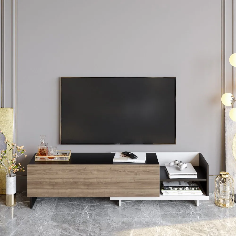 TV polica Parion White Black Walnut