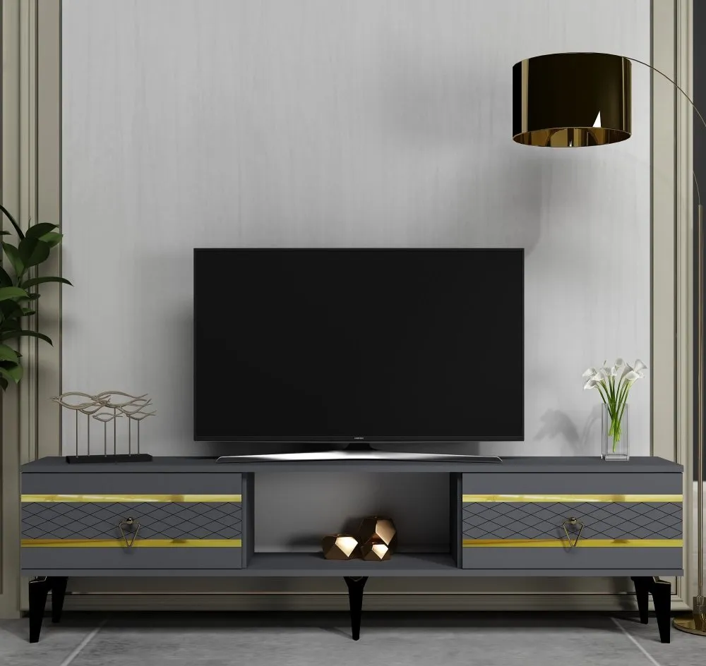 TV polica Pelin Anthracite Gold