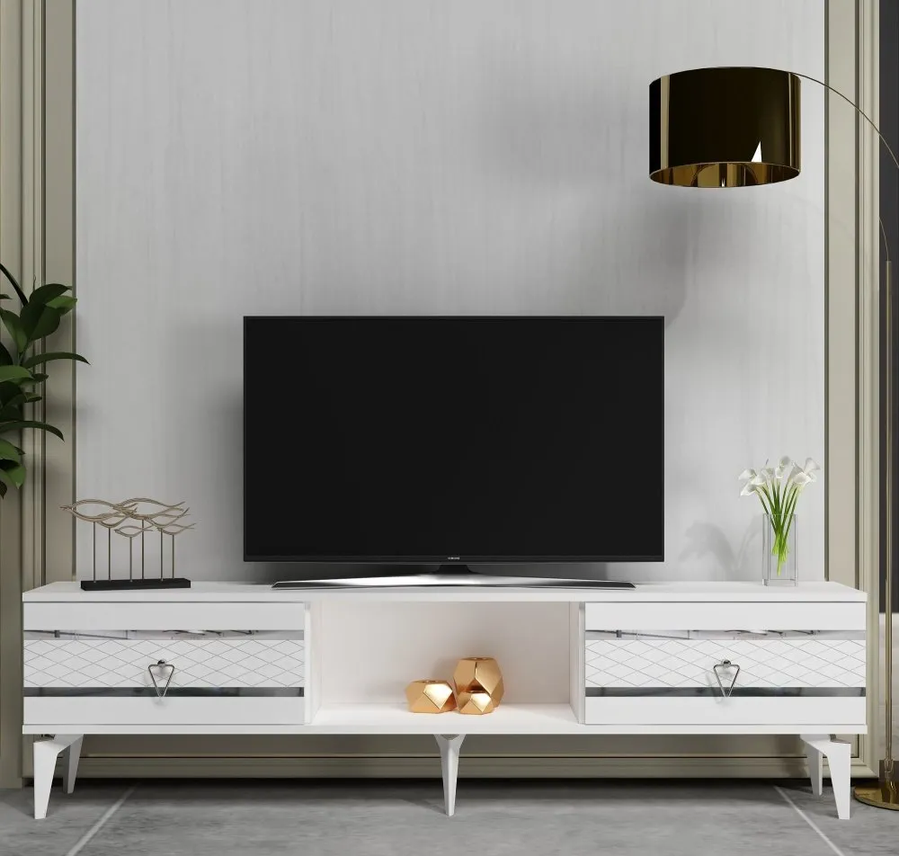 TV polica Pelin White Silver