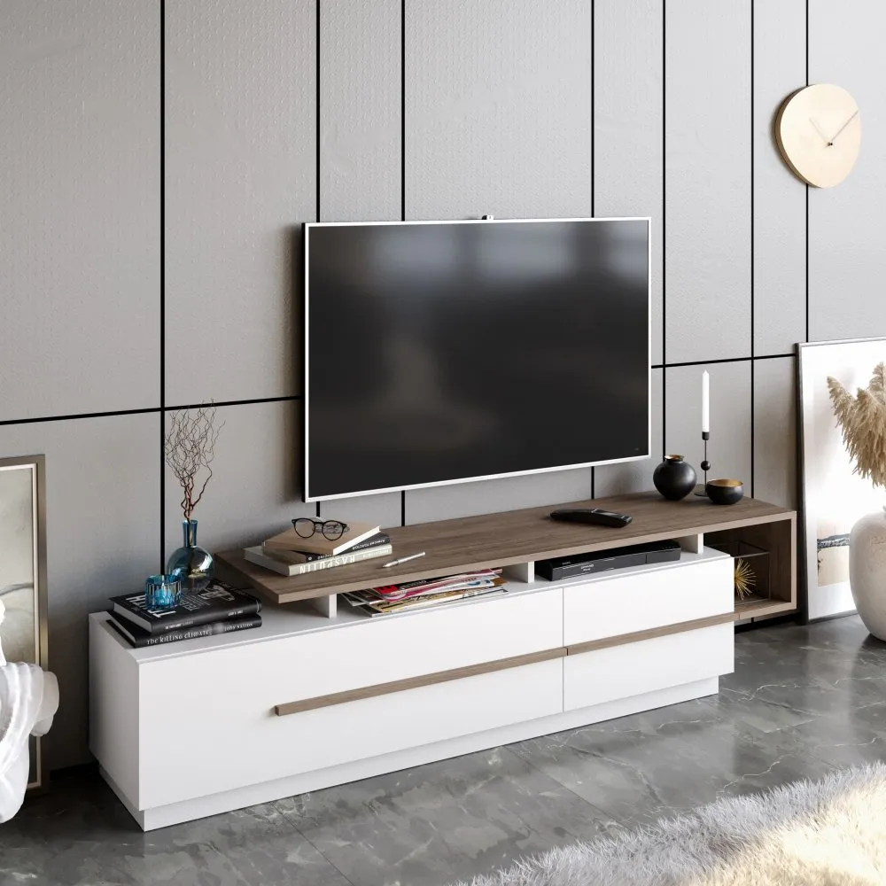 TV polica Pia Walnut White