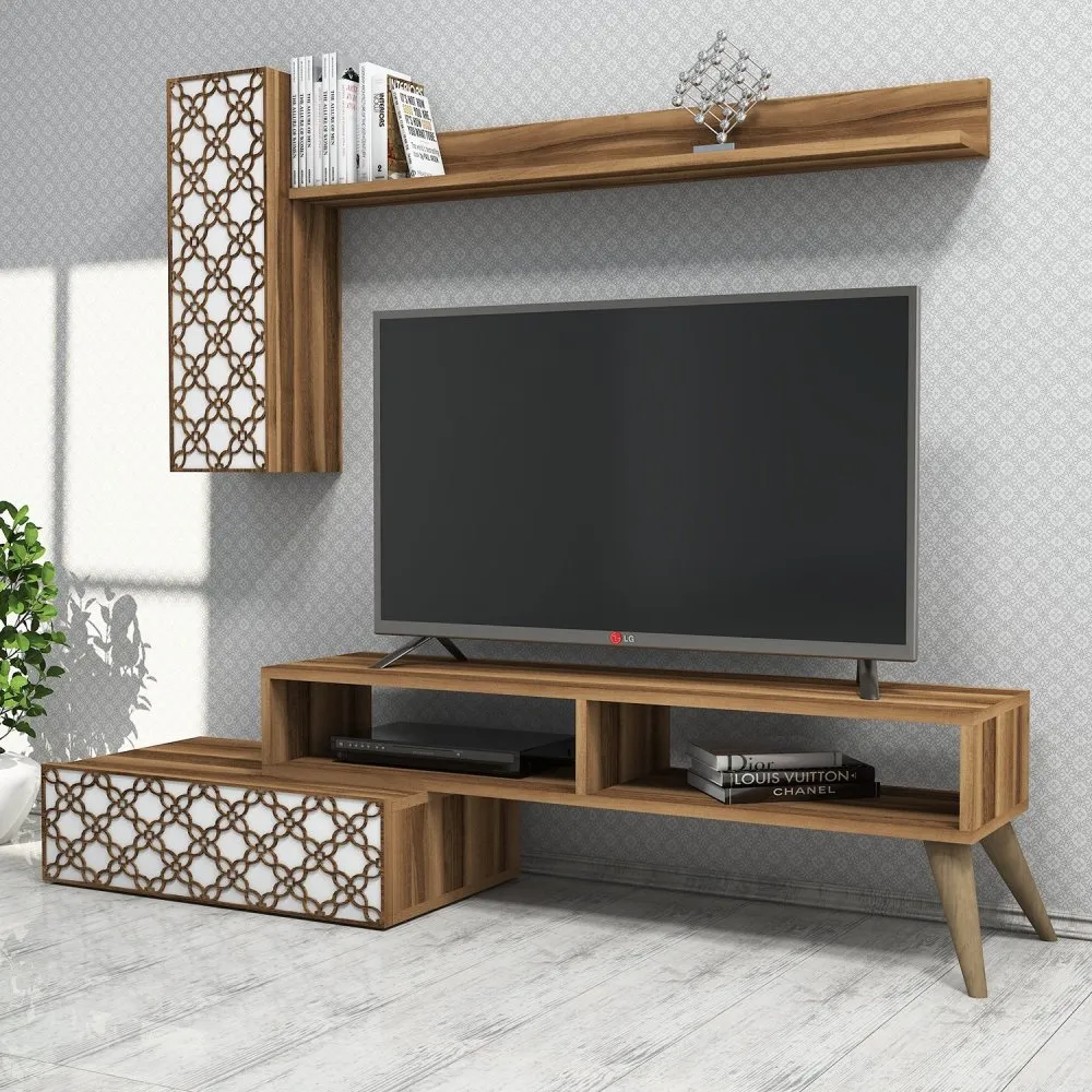 TV polica Planet Walnut White