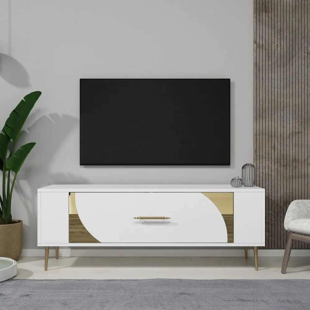 TV polica Retrop2 White Gold