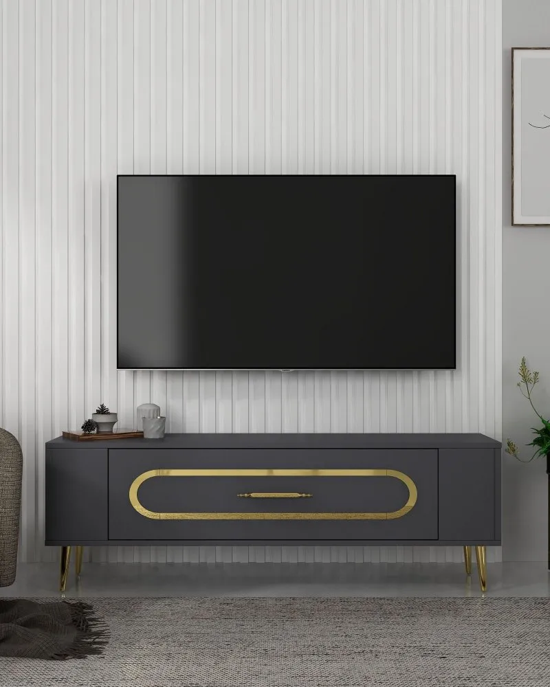 TV polica Retrop3 Anthracite Gold