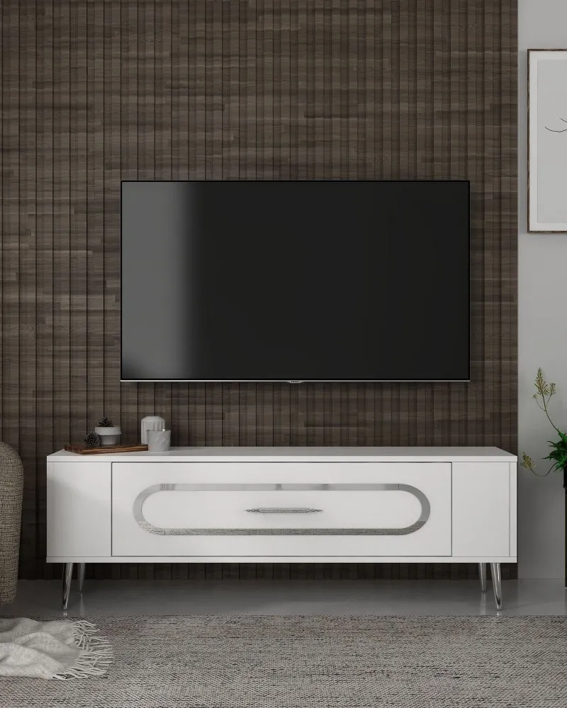 TV polica Retrop3 White Silver