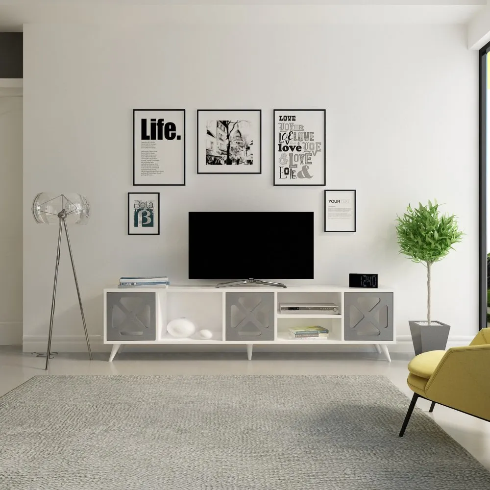 TV polica Sinef White Anthracite