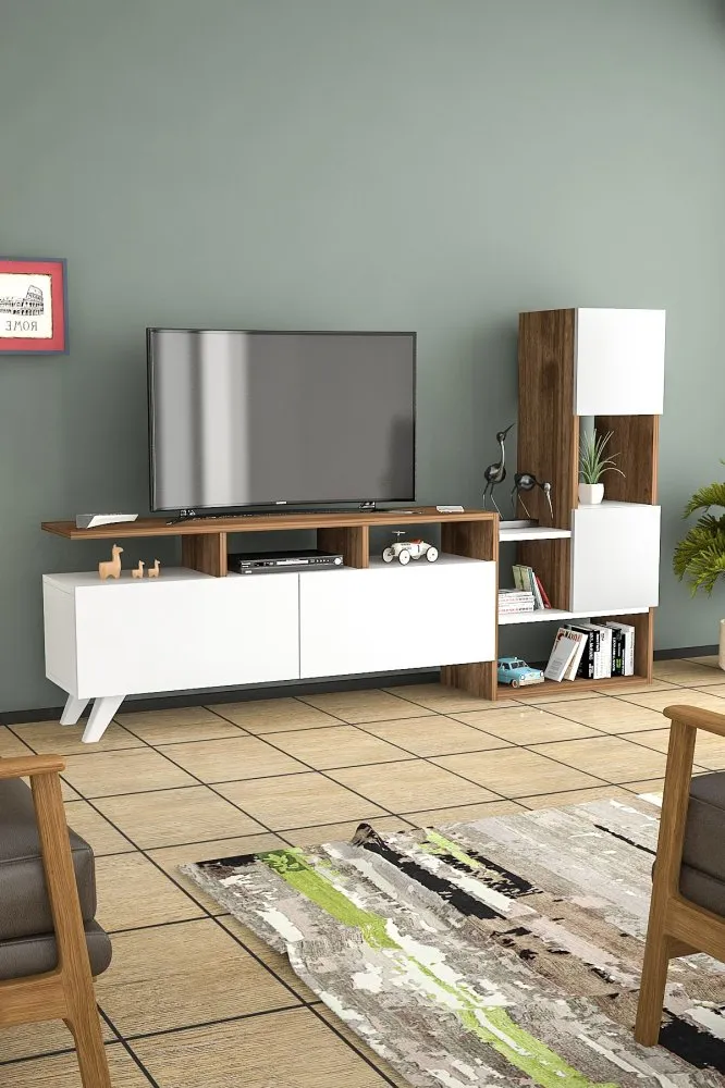 TV polica Tower White Walnut