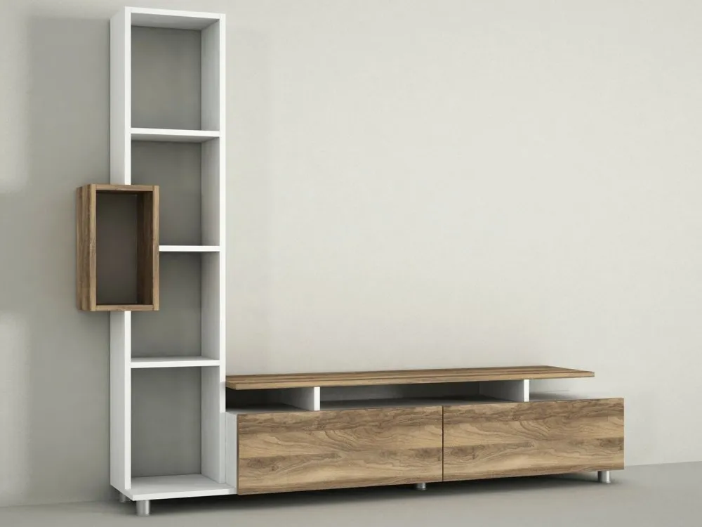 TV polica Tulip White Walnut