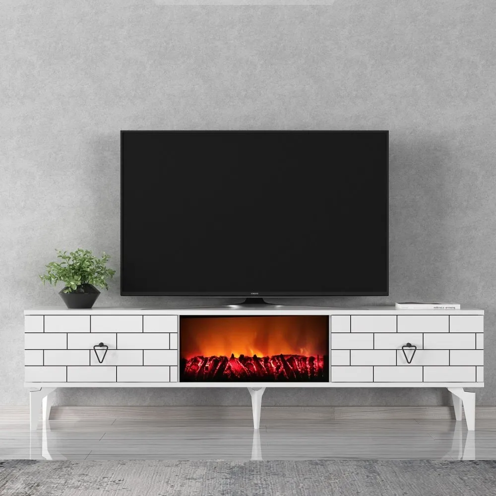TV polica Varna Fireplace White