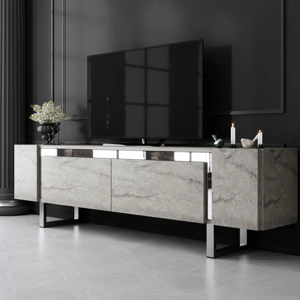 TV polica Yildiz Travertine Silver