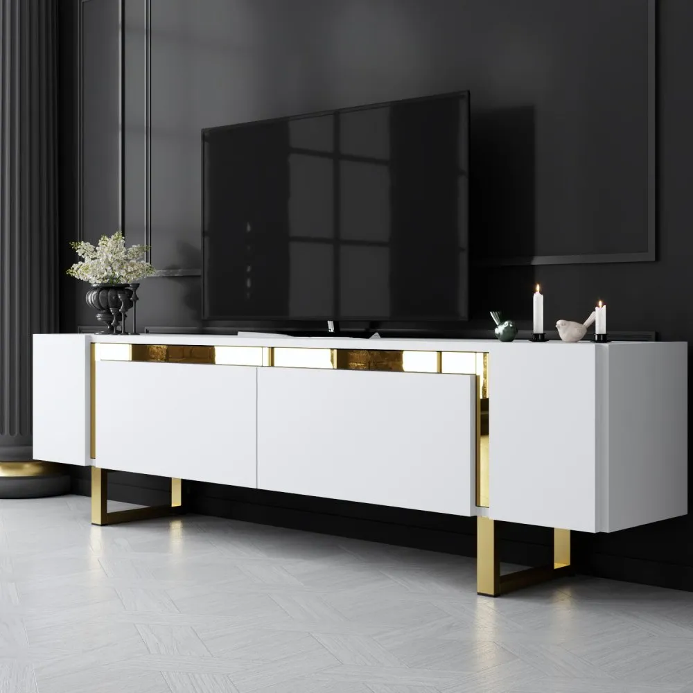TV polica Yildiz White Gold