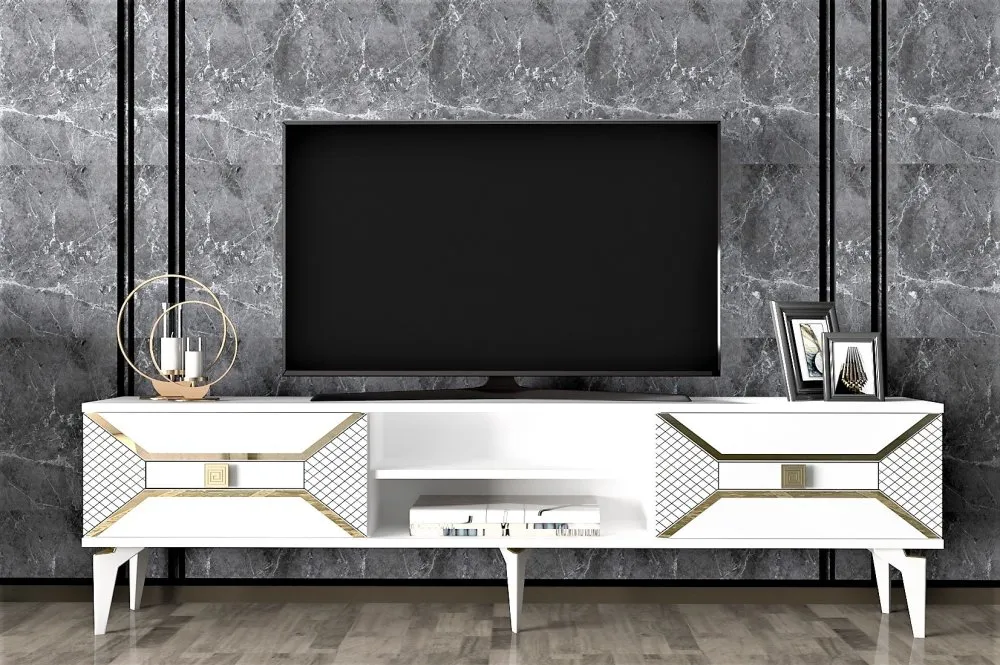 TV polica Yumedi White Gold