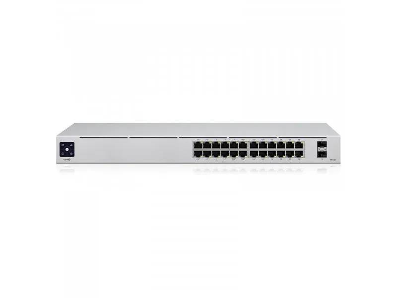 USW-24-POE Gigabit Layer 2 switch. 24 x Gigabit Ethernet ports, 16 auto-sensing 802.3at PoE+ ports + two SFP ports