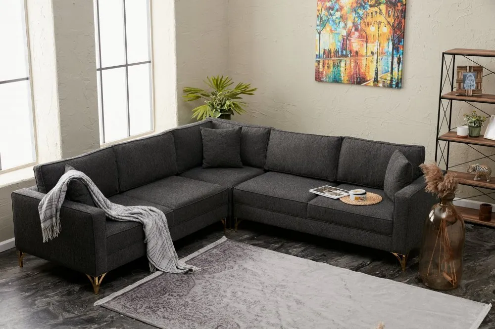 Ugaona garnitura Berlin Anthracite Gold