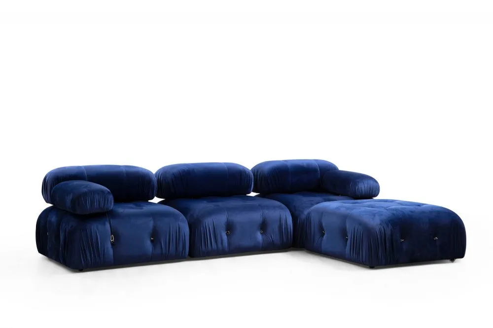 Ugaona garnitura Bubble Velvet Blue L1 O1 1R PUF