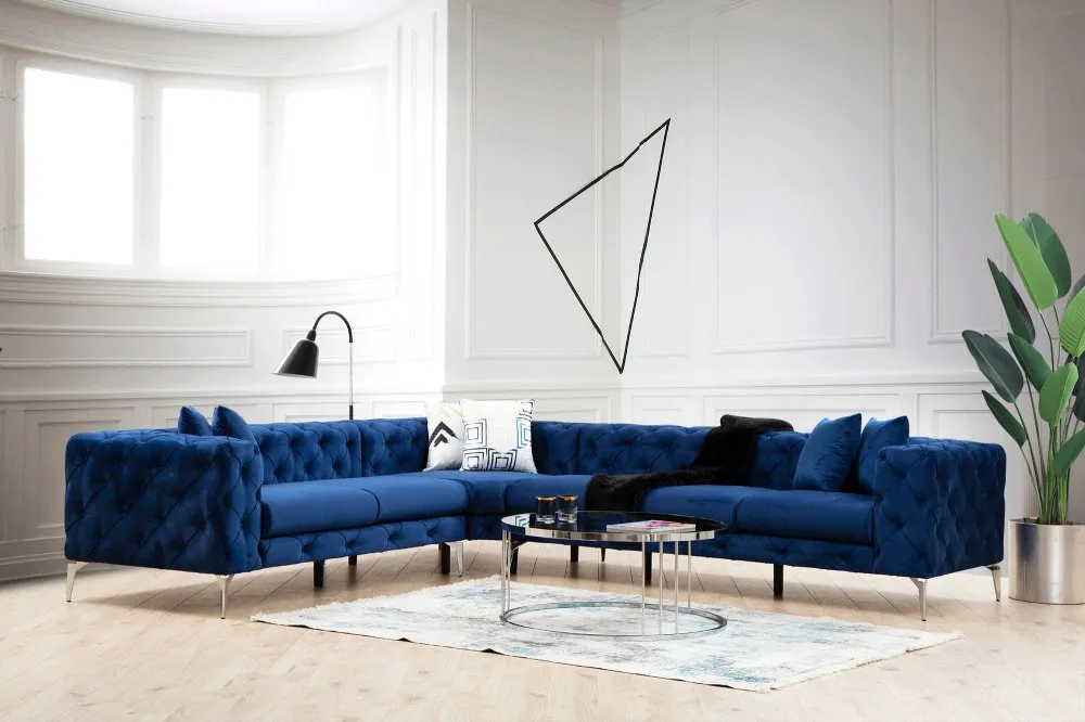 Ugaona garnitura Como Left Navy Blue