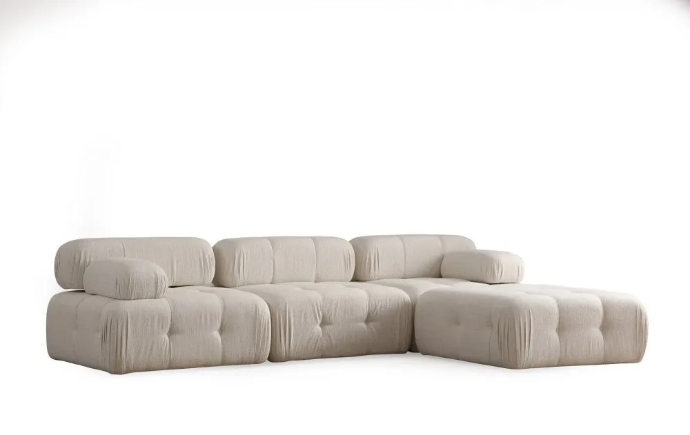 Ugaona garnitura Doblo 3 Seater with Pouffe ( L1 O1 1R Pouffe) Cream