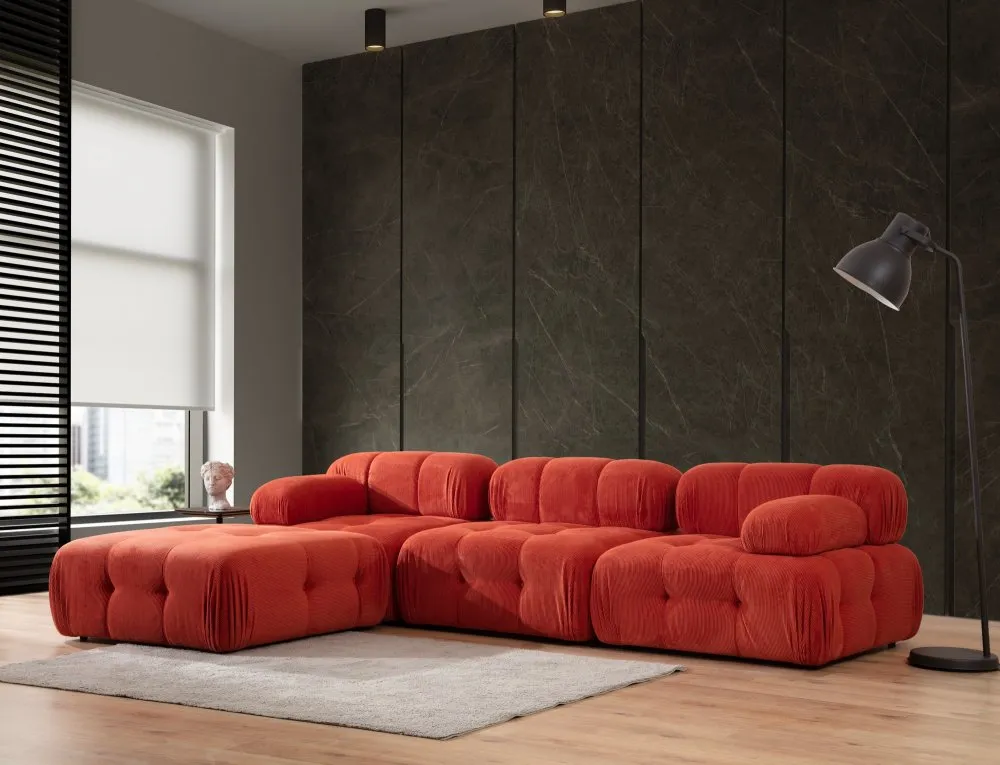 Ugaona garnitura Doblo 3 Seater with Pouffe ( L1 O1 1R Pouffe) Red