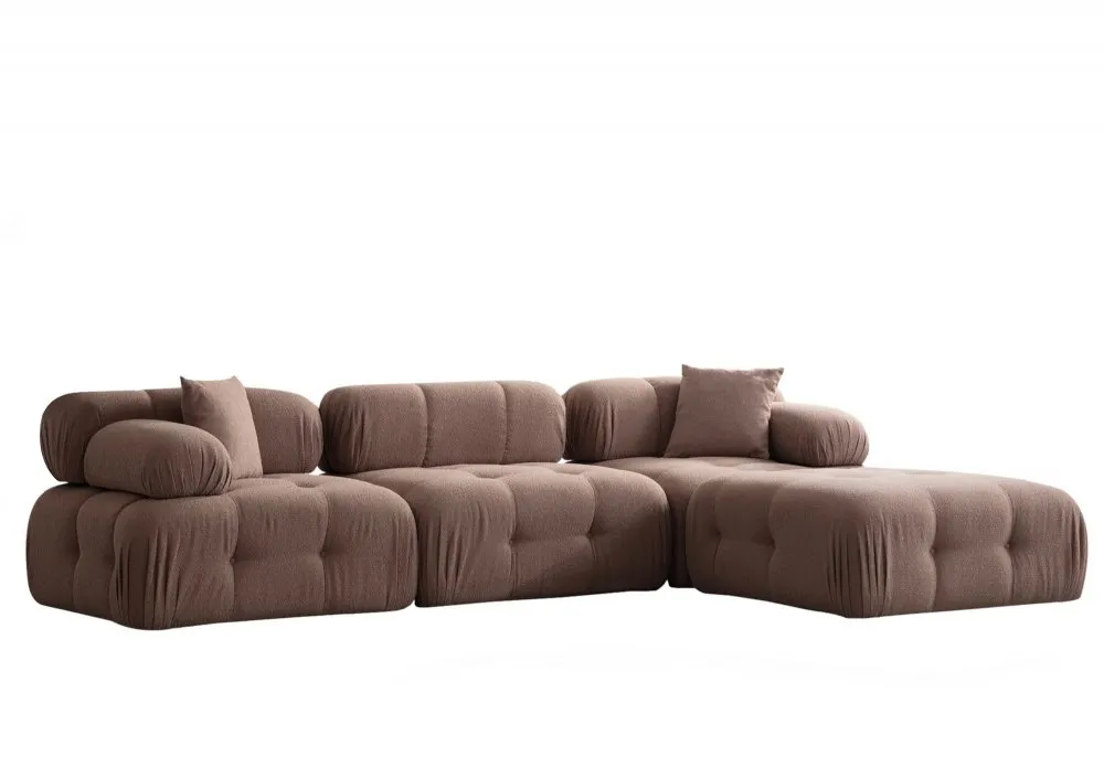 Ugaona garnitura Doblo 3 Seater with Pouffe ( L1 O1 1R Pouffe) Cappuccino