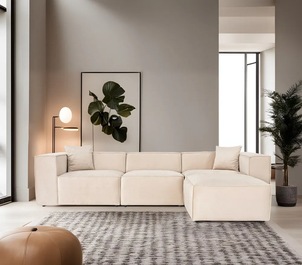 Ugaona garnitura Lora (L1 O1 1R POUFFE ) Cream