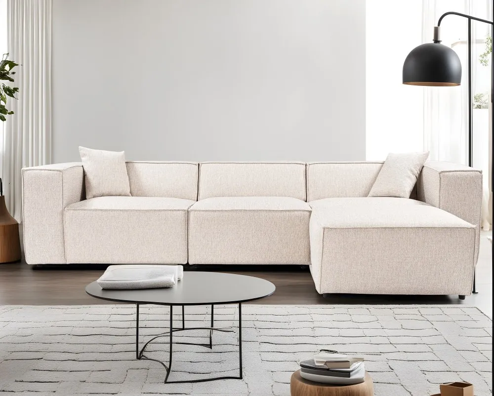Ugaona garnitura Lora (L1 O1 1R POUFFE ) Light Brown