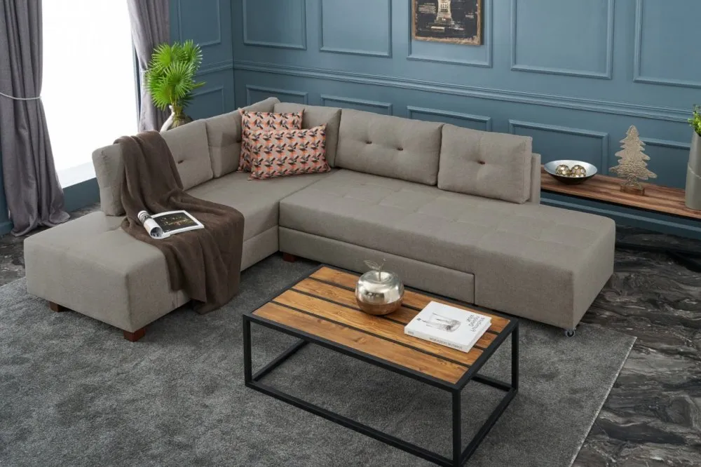 Ugaona garnitura Manama Corner Sofa Bed Left Cream