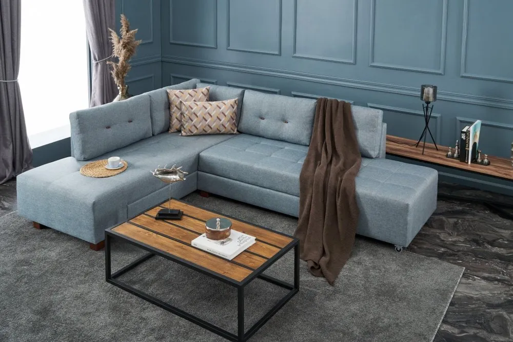 Ugaona garnitura Manama Corner Sofa Bed Left Light Blue
