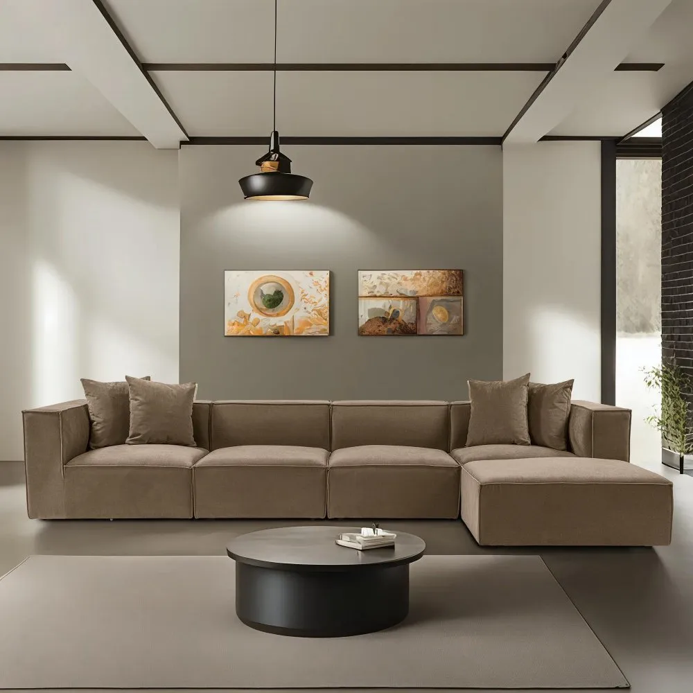 Ugaona garnitura Sora (L1 O1 O1 1R POUFFE ) Brown