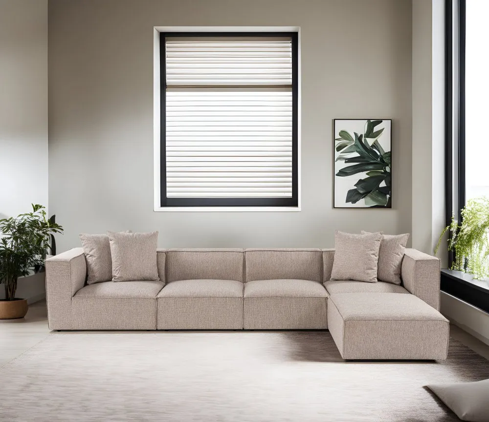 Ugaona garnitura Sora (L1 O1 O1 1R POUFFE ) Sand Beige
