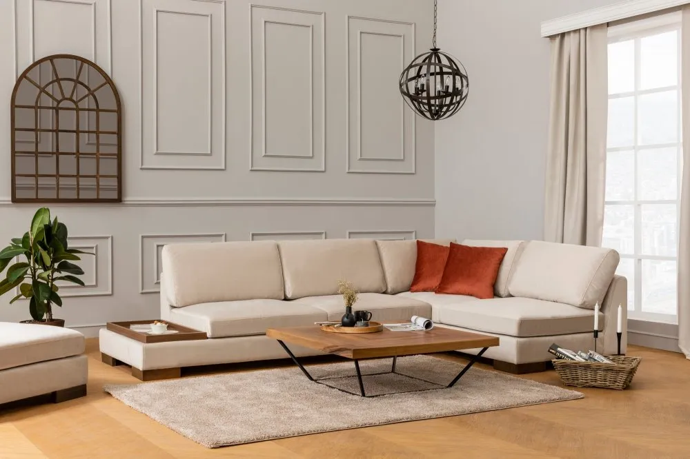 Ugaona garnitura Tulip Corner Right Without Pouf Beige