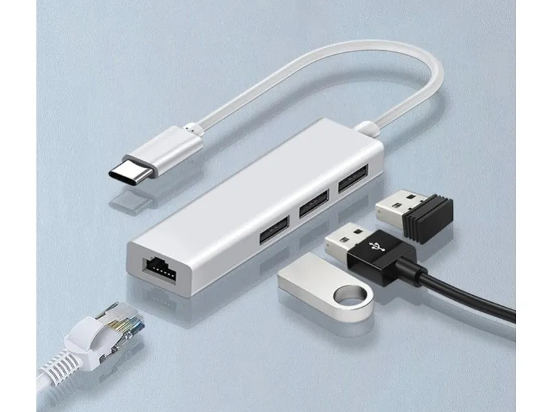 Type C HUB 4 u 1 RJ45 100M LAN + 3*USB 2.0