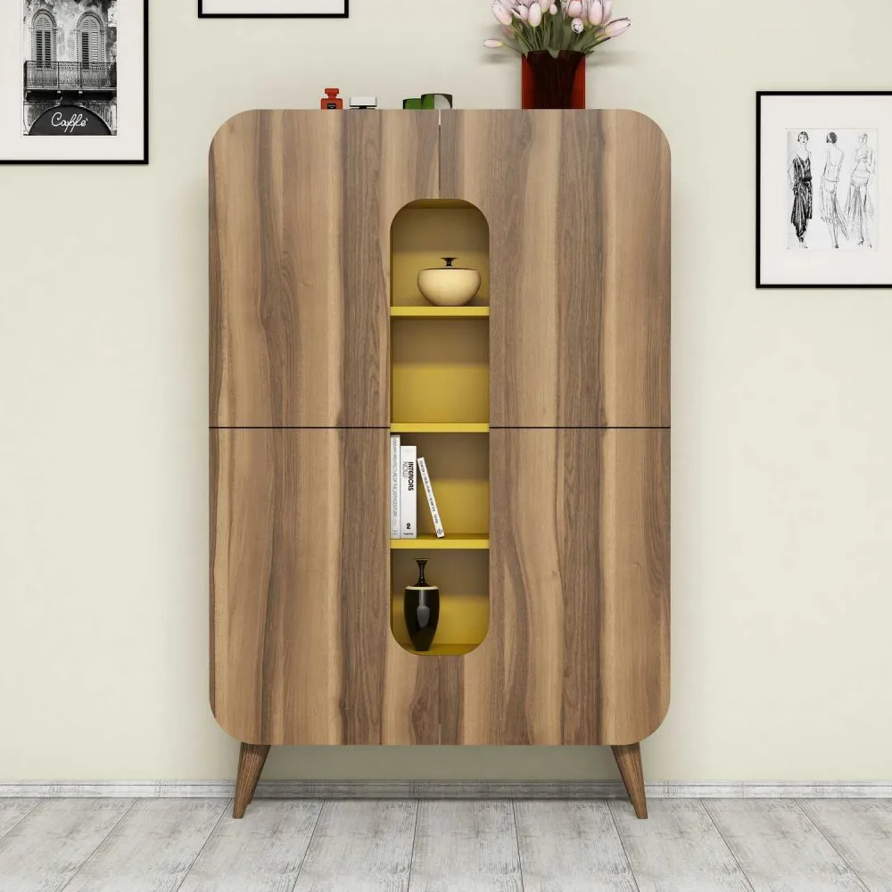 Višenamenski ormar Mine Walnut Yellow