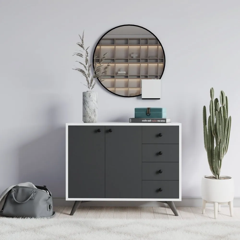 Višenamenski ormar Waga White Anthracite