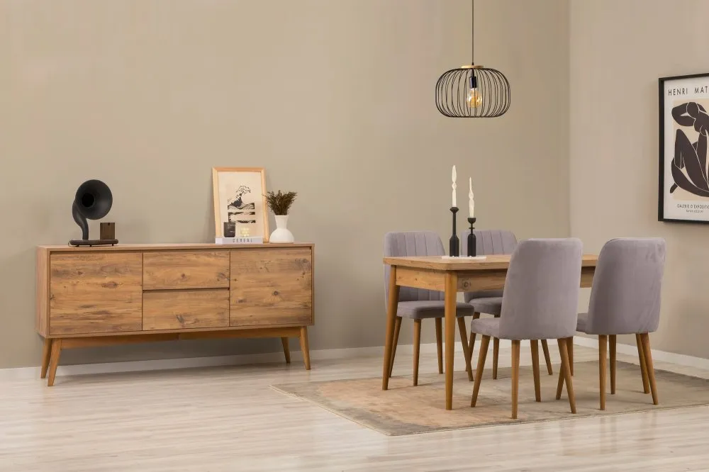 Vina 01 0701 Atlantic Pine Grey (Produžni trpezarijski sto, stolice i konzola (6 komada))